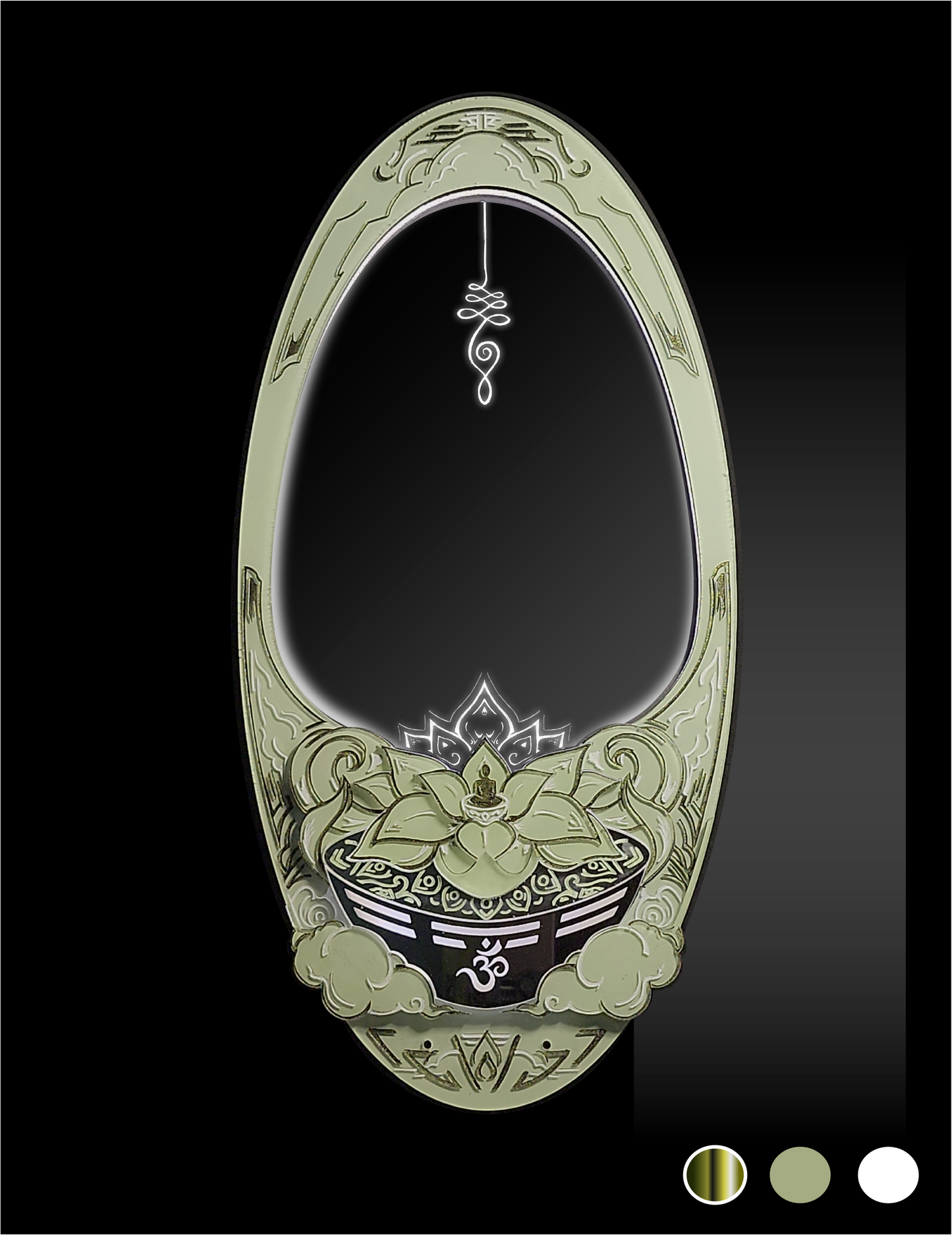 InkCarved Meditation Mirror - Fern Milk Tea Green