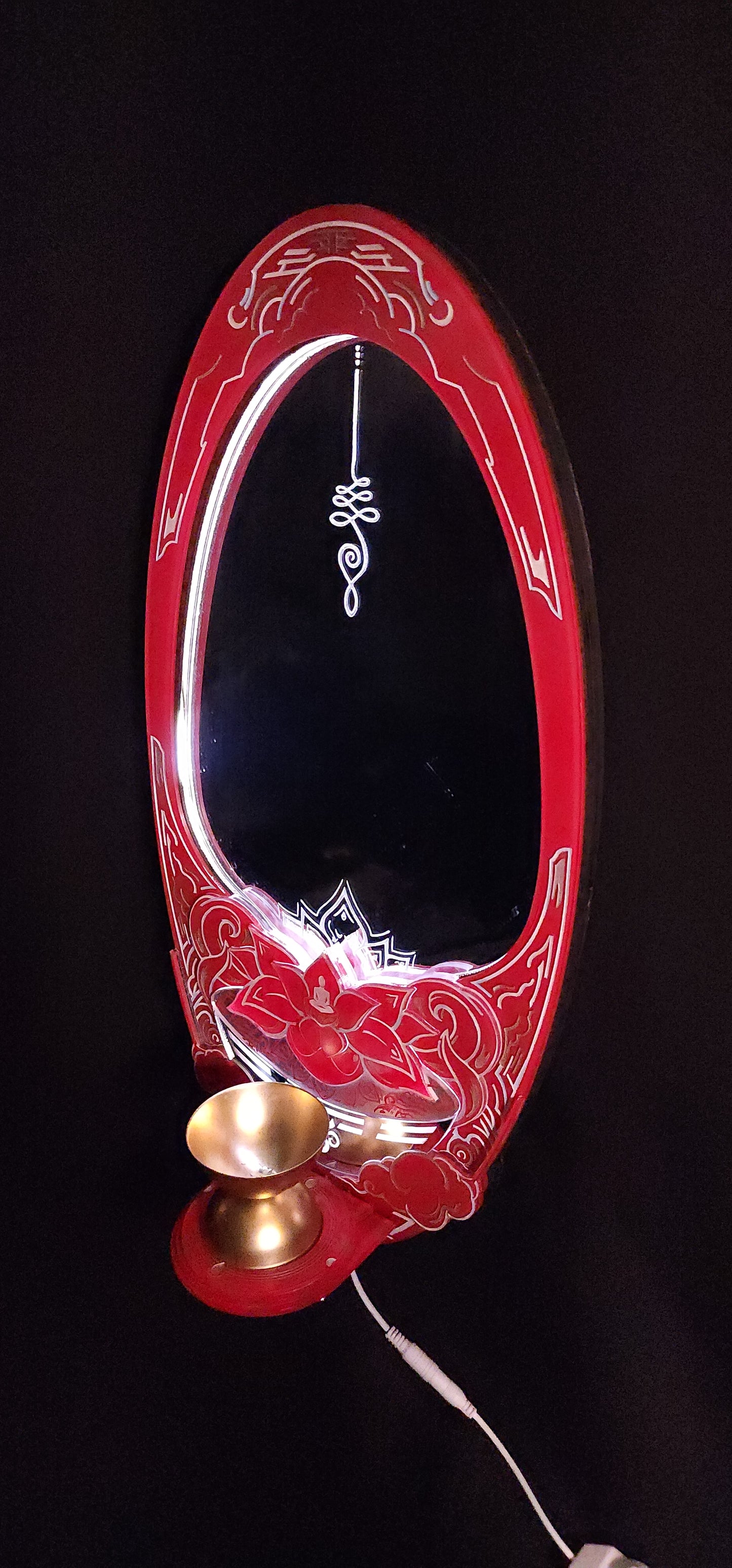 InkCarved Meditation Mirror - Inner Fire Crimson Red