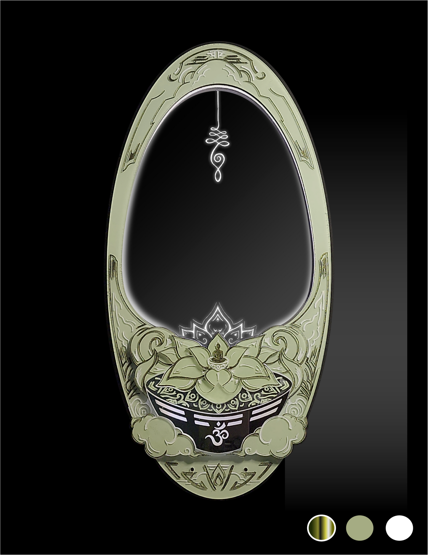 InkCarved Meditation Mirror -  Fern Milk Tea Green