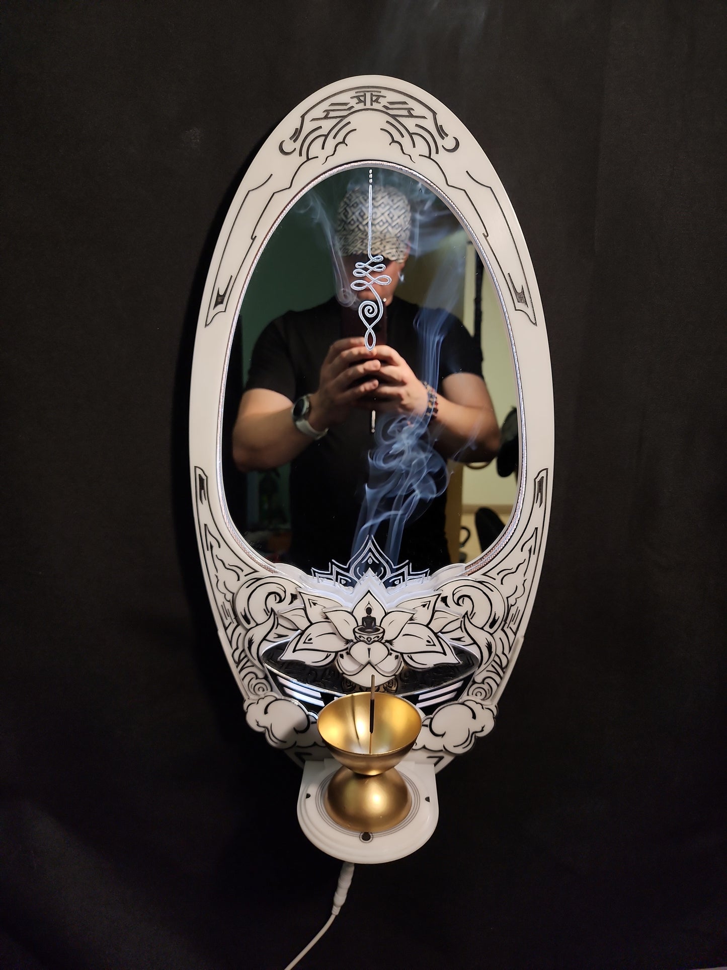 InkCarved Meditation Mirror - White and Black