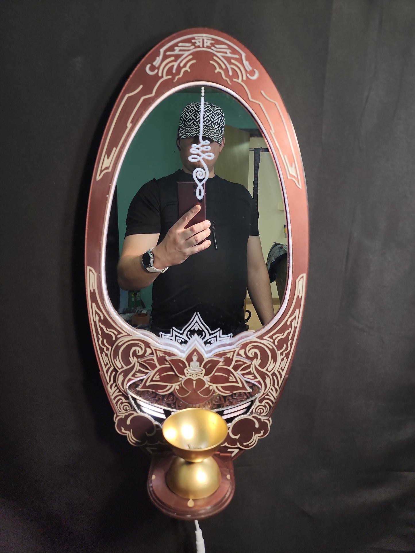 InkCarved Meditation Mirror - Cherry Metal