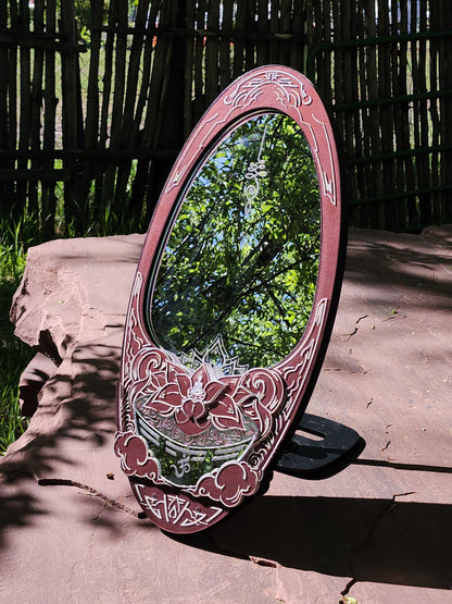 InkCarved Meditation Mirror - Cherry Metal