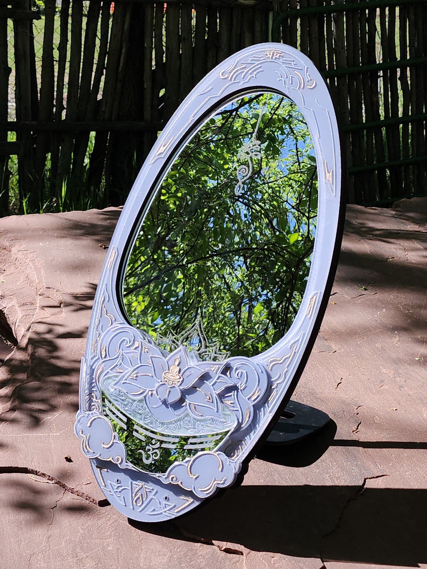 InkCarved Meditation Mirror - Lavender Gold