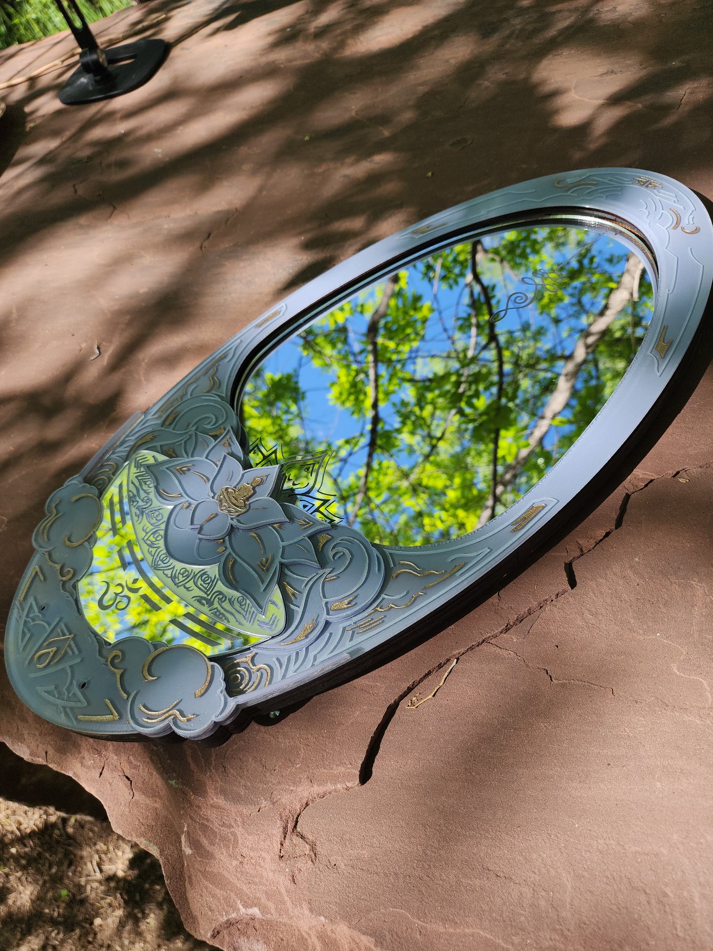 InkCarved Meditation Mirror - Lavender Gold